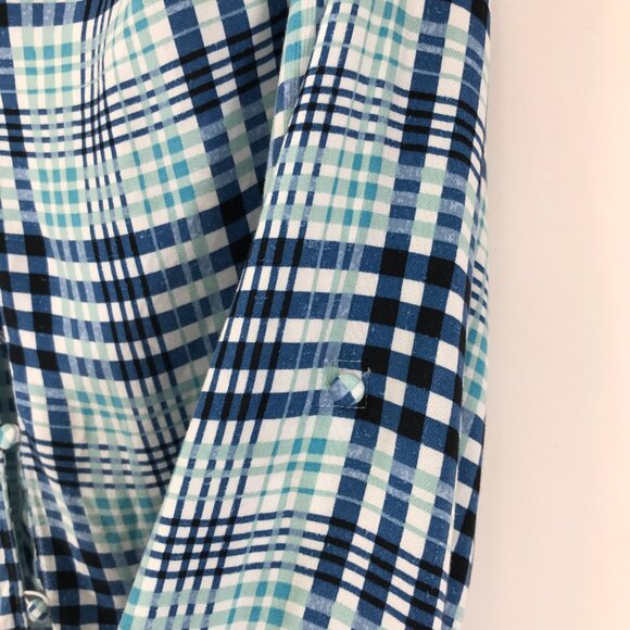 Lane Bryant Button Up Blouse Women's Plus Size 18/20 Blue Plaid Career Rayon - Picture 4 of 13